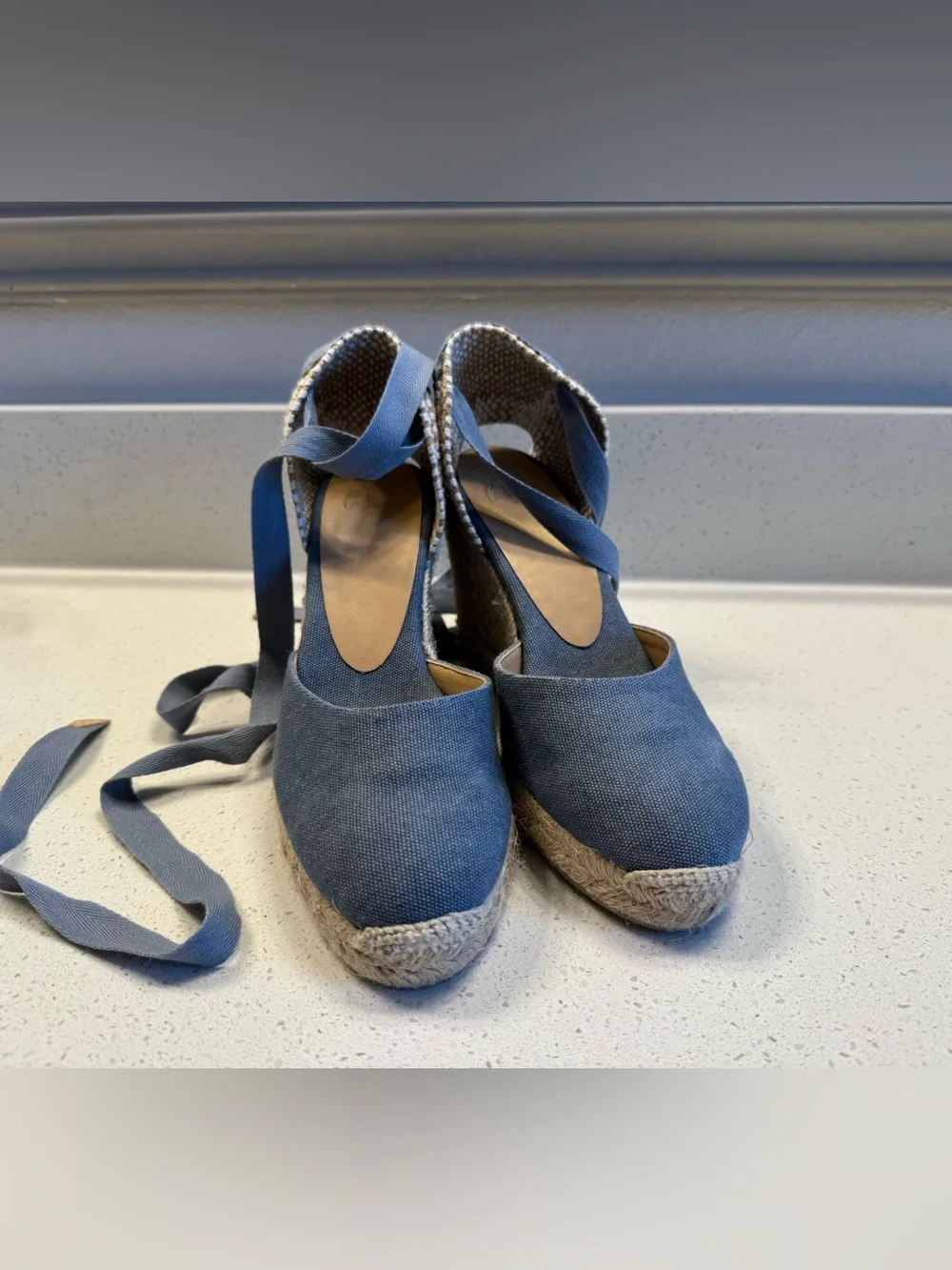Carina Cotton Canvas Espadrilles 3” heel size 6.5